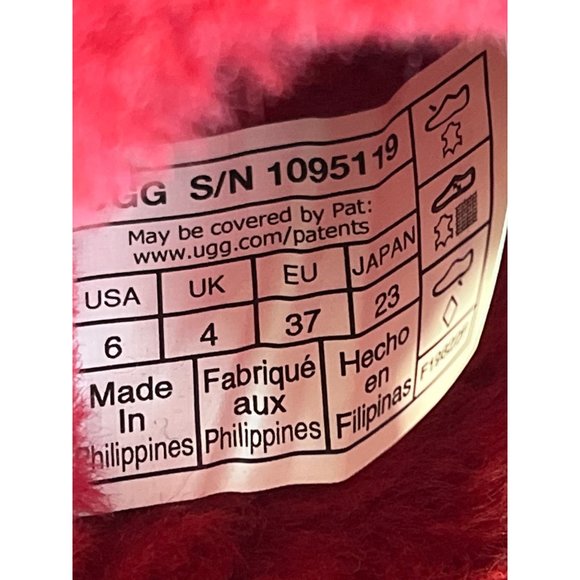 UGG Kids Fluff Yeah Red Fuax Fur Slide Slippers Sz 6 - Picture 7 of 7